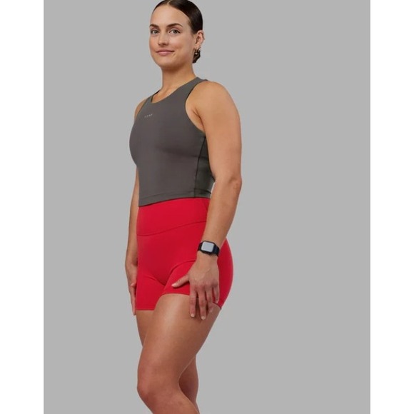 LSKD Base Tank Dark Storm Grey Cropped Racerback Performance Women Medium NEW - Picture 2 of 16